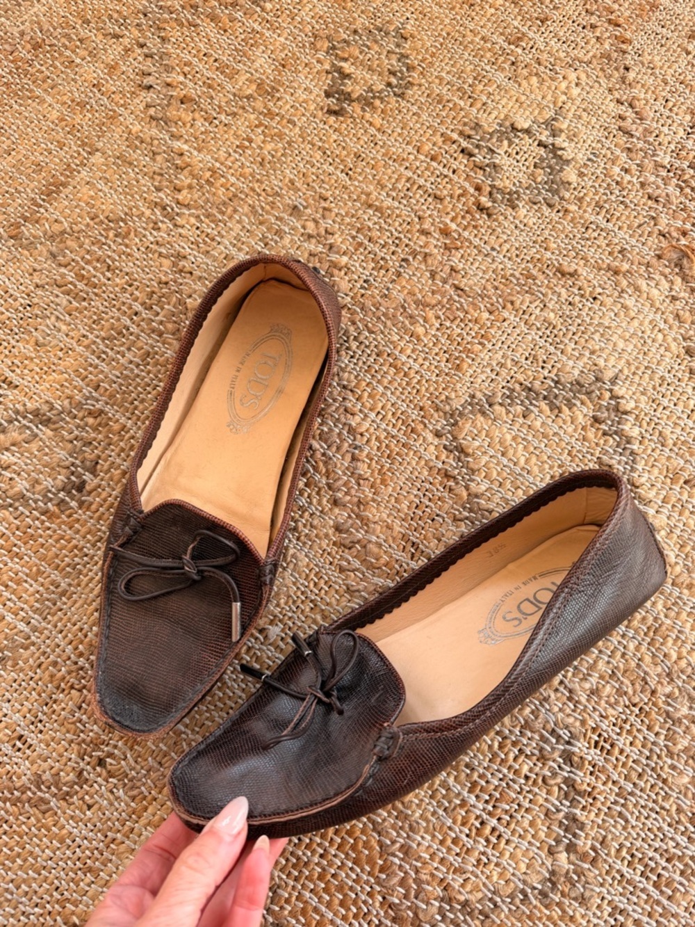 Vintage TOD'S Womens Driving Moc Lizard Loafers Sz 8.5 - Picture 2 of 10